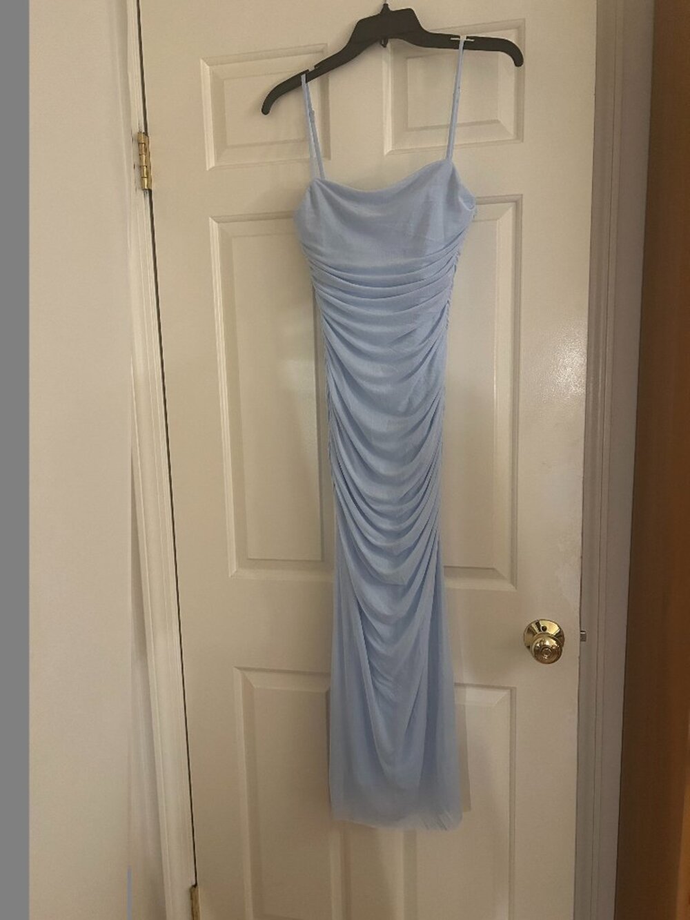 Cotton Candy LA light blue ruched mesh dress size small